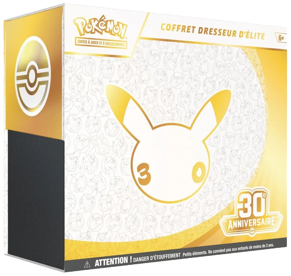 Coffret Dresseur d'Élite Pokémon 30e Anniversaire, scellé, présenté de trois quarts